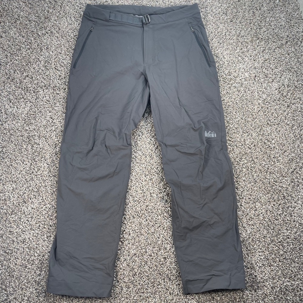 REI Co-op Men's Hiking Pants 34x30 Gray Stretch Nylon Technical Trail Trousers